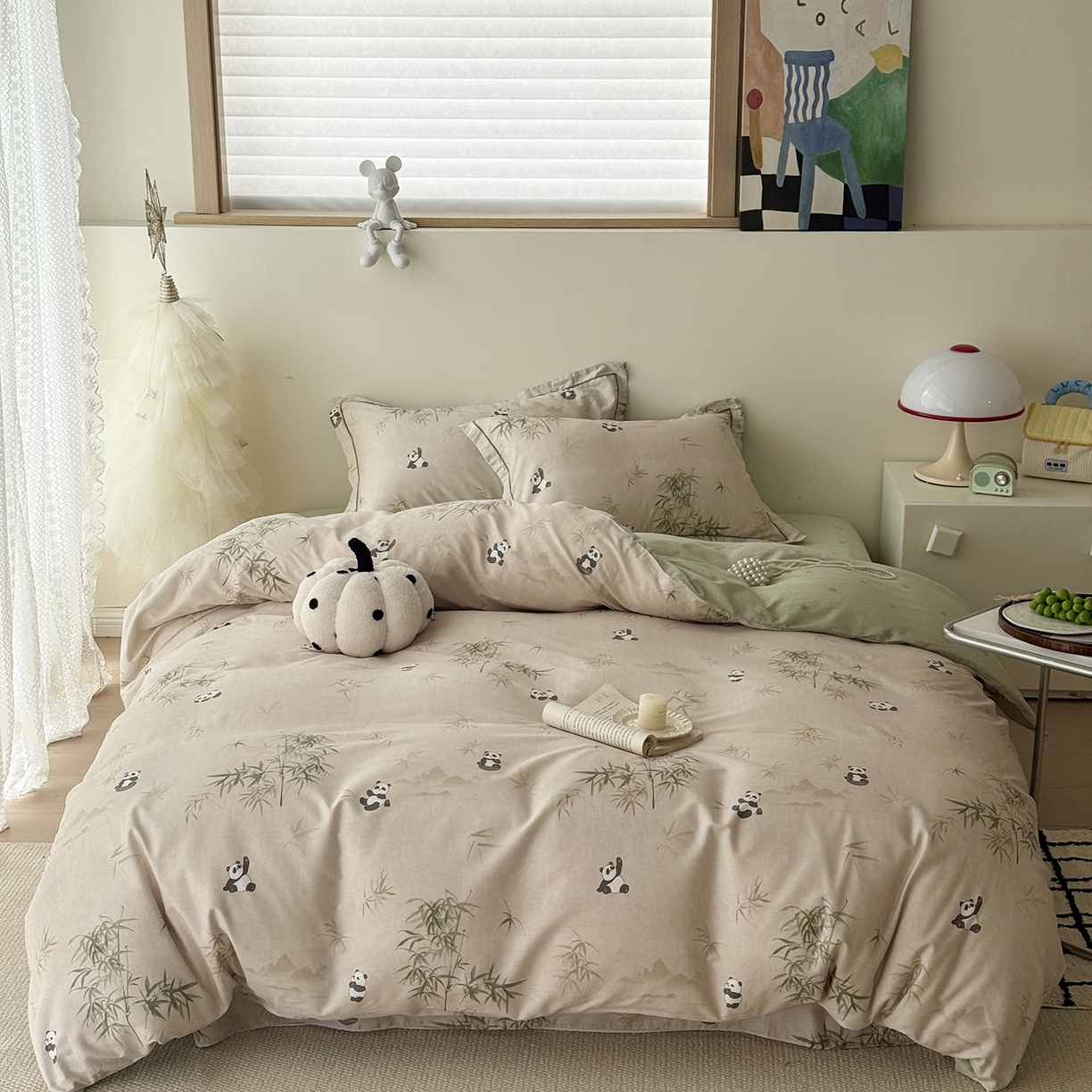 于果 2025新款全棉13070四件套（11） 竹林熊猫