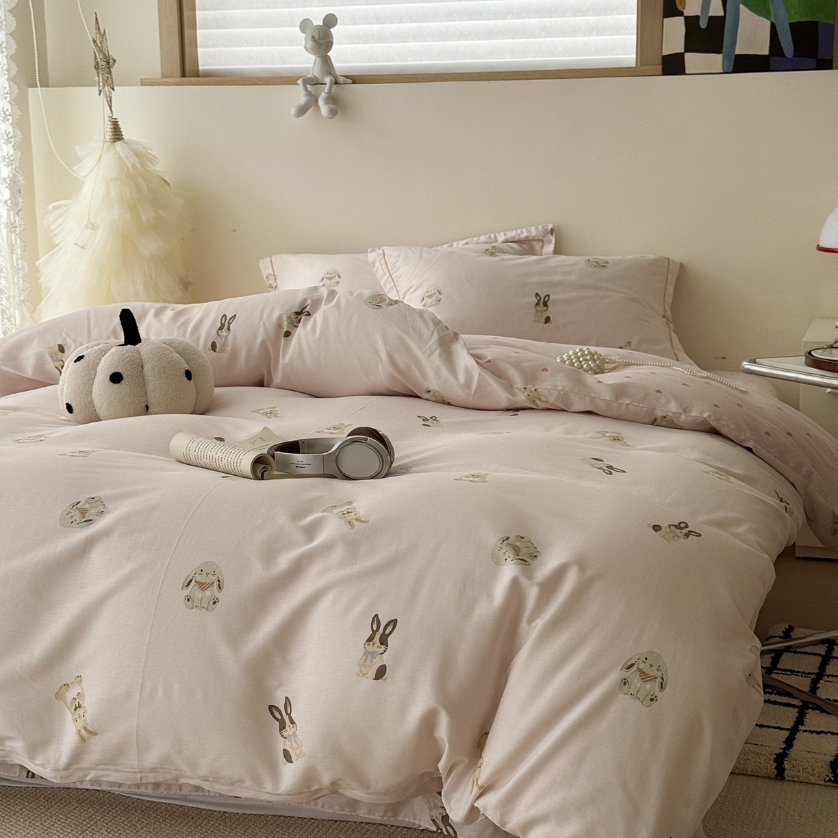 91家纺网 家纺一手货源 找家纺 于果 2025新款全棉13070四件套（11） 茸耳兔兔