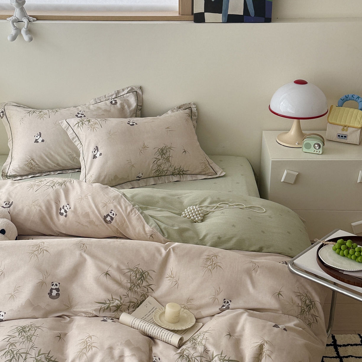 91家纺网 家纺一手货源 找家纺 于果 2025新款全棉13070四件套（11） 竹林熊猫