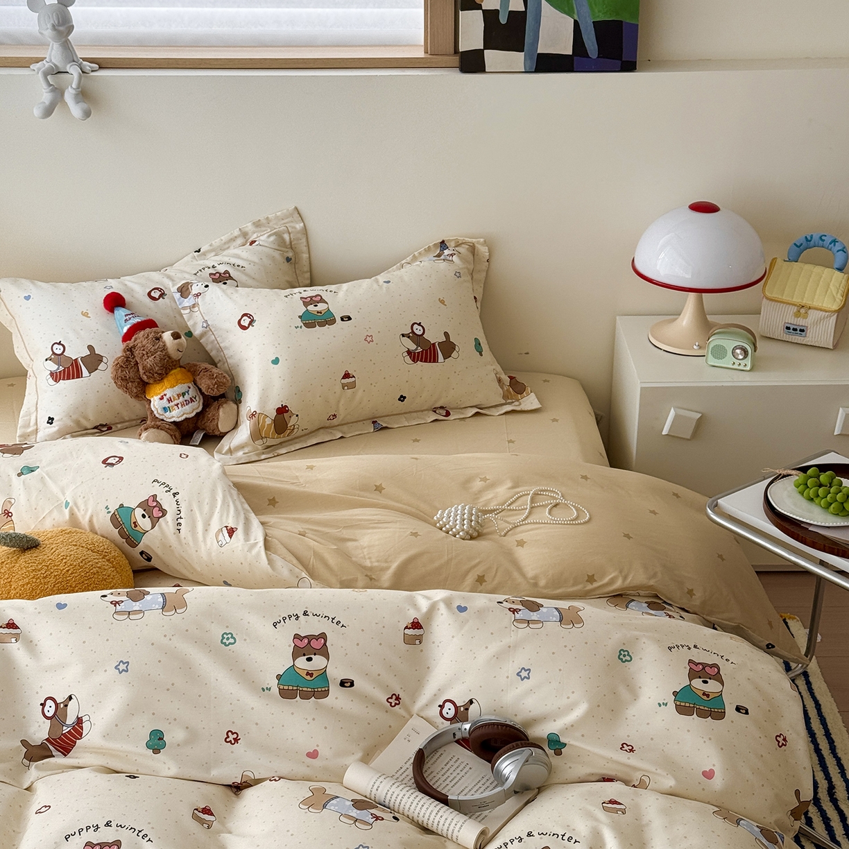 91家纺网 家纺一手货源 找家纺 于果 2025新款全棉13070四件套（11） 汪星卧室