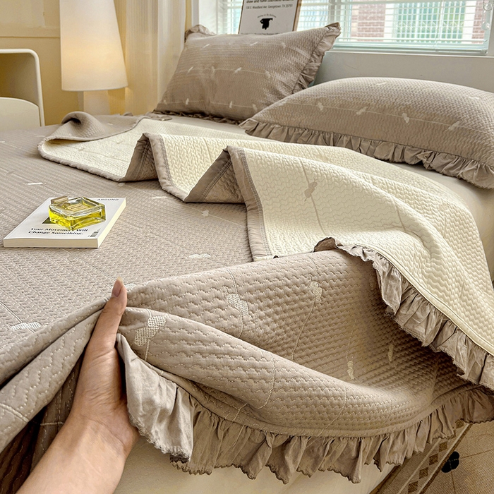 91家纺网 家纺一手货源 找家纺 （总）源舜家纺 2025新款天竹棉麻莱赛尔莫代尔天丝棉爱神比特箭床盖三件套