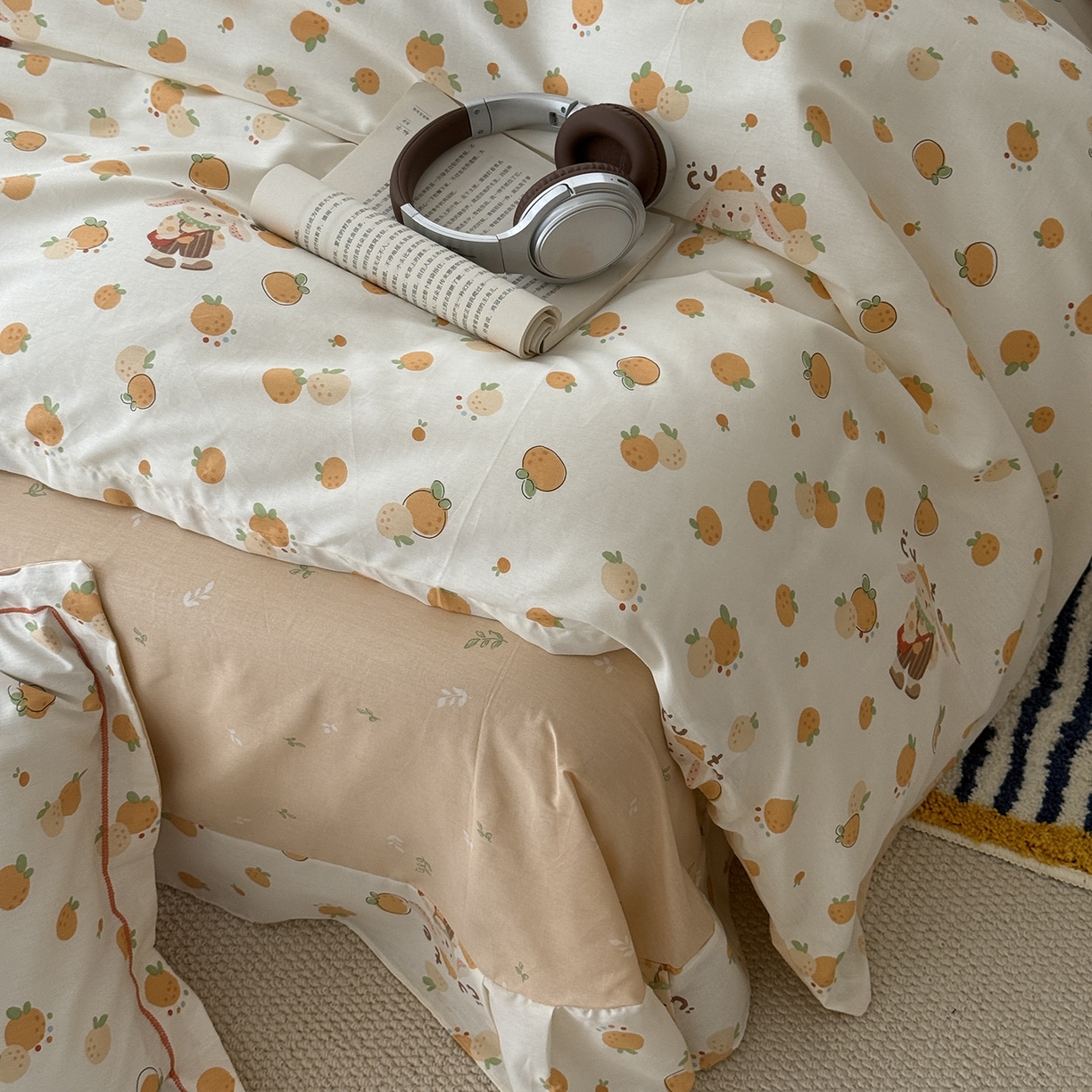 91家纺网 家纺一手货源 找家纺 于果 2025新款全棉13070四件套（11） 小橘子