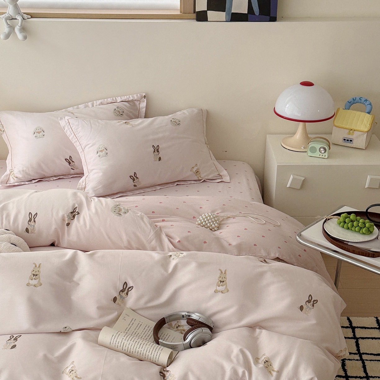 91家纺网 家纺一手货源 找家纺 于果 2025新款全棉13070四件套（11） 茸耳兔兔