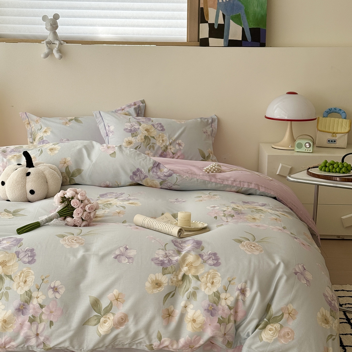 91家纺网 家纺一手货源 找家纺 于果 2025新款全棉13070四件套（11） 兰影-蓝