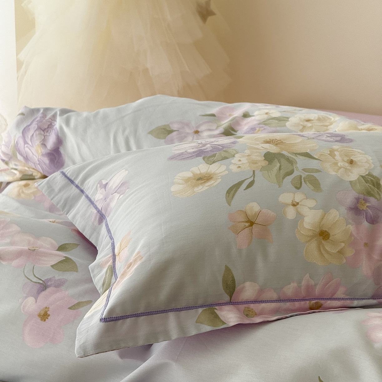 91家纺网 家纺一手货源 找家纺 于果 2025新款全棉13070四件套（11） 兰影-蓝