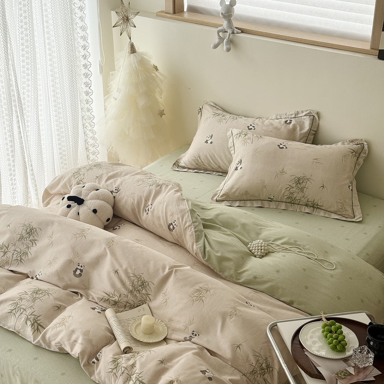 91家纺网 家纺一手货源 找家纺 于果 2025新款全棉13070四件套（11） 竹林熊猫