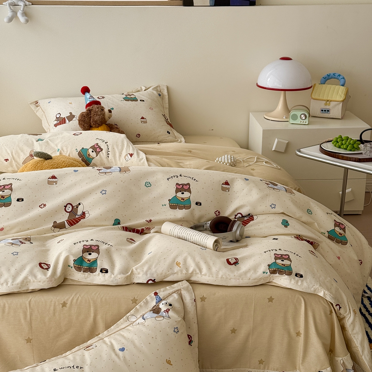 91家纺网 家纺一手货源 找家纺 于果 2025新款全棉13070四件套（11） 汪星卧室