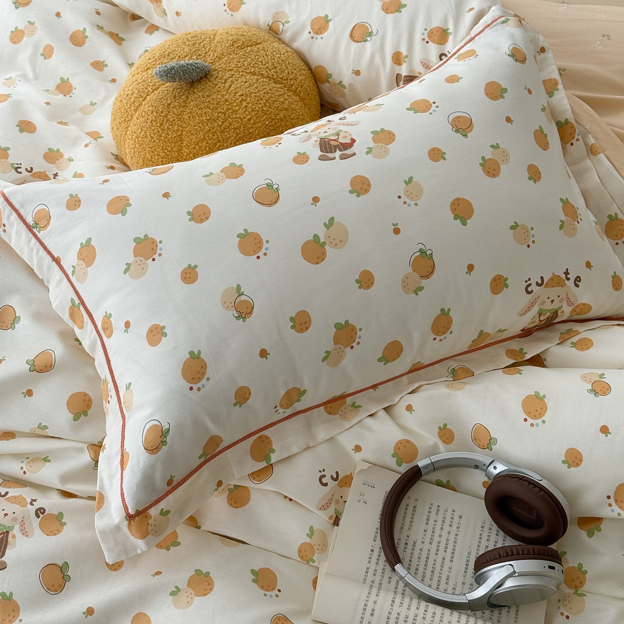 91家纺网 家纺一手货源 找家纺 于果 2025新款全棉13070四件套（11） 小橘子