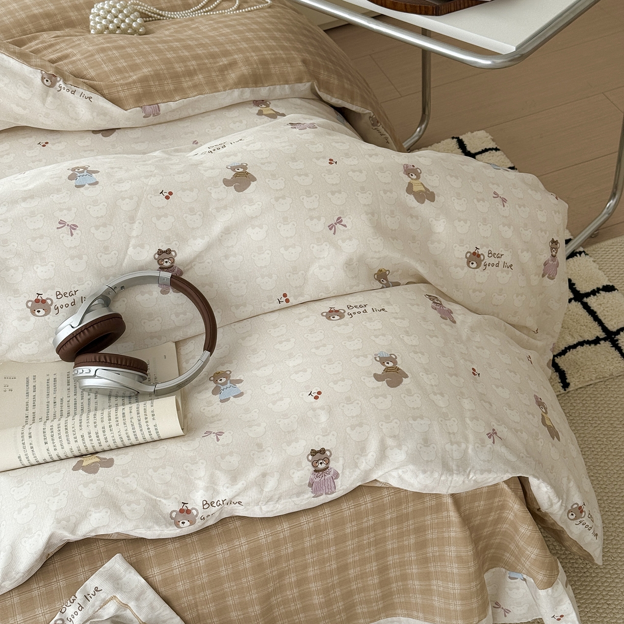 91家纺网 家纺一手货源 找家纺 于果 2025新款全棉13070四件套（11） 熊熊漫歌