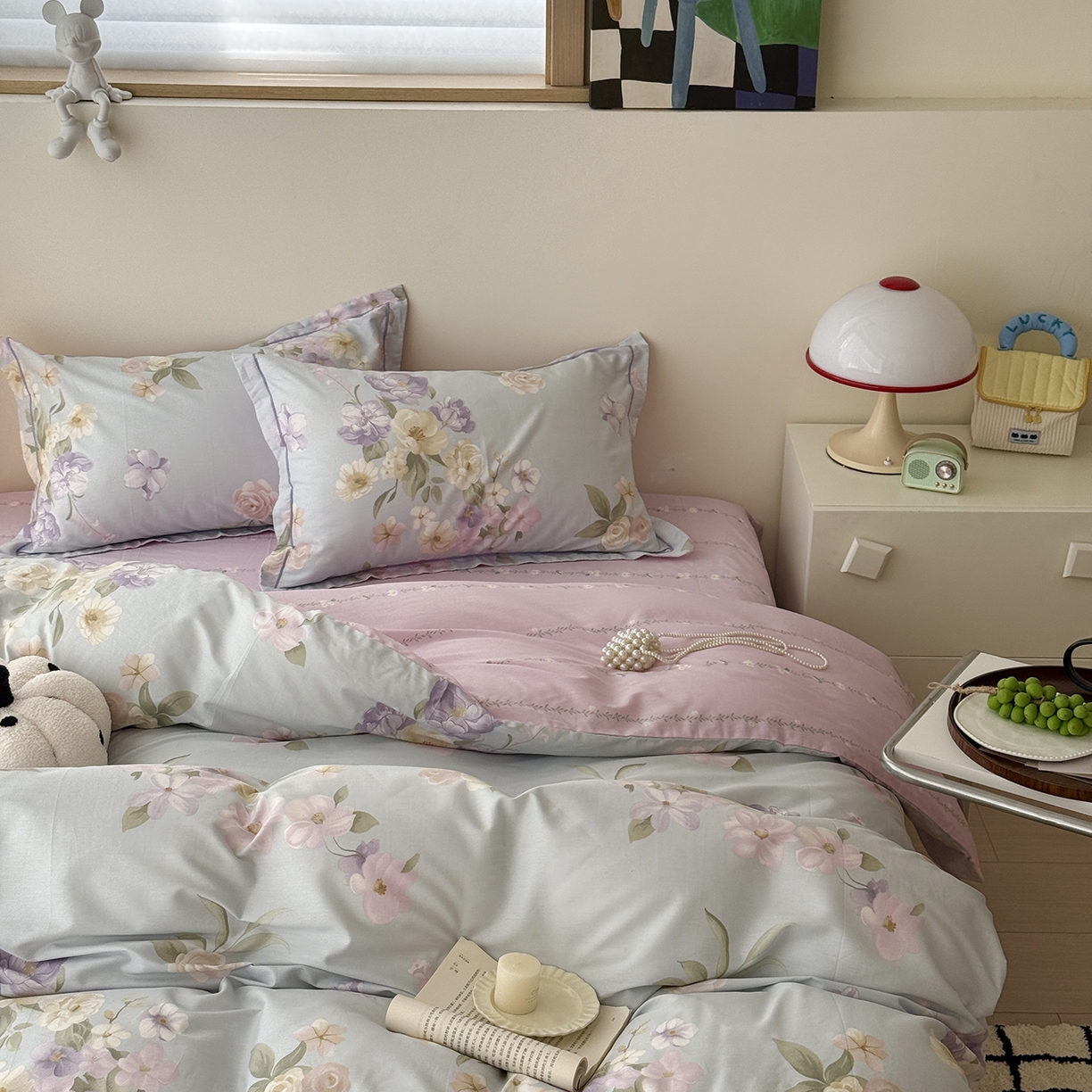 91家纺网 家纺一手货源 找家纺 于果 2025新款全棉13070四件套（11） 兰影-蓝