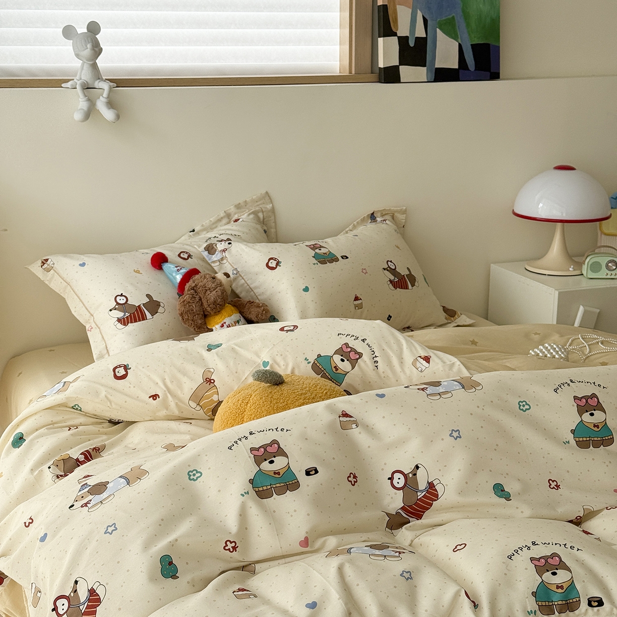 91家纺网 家纺一手货源 找家纺 于果 2025新款全棉13070四件套（11） 汪星卧室