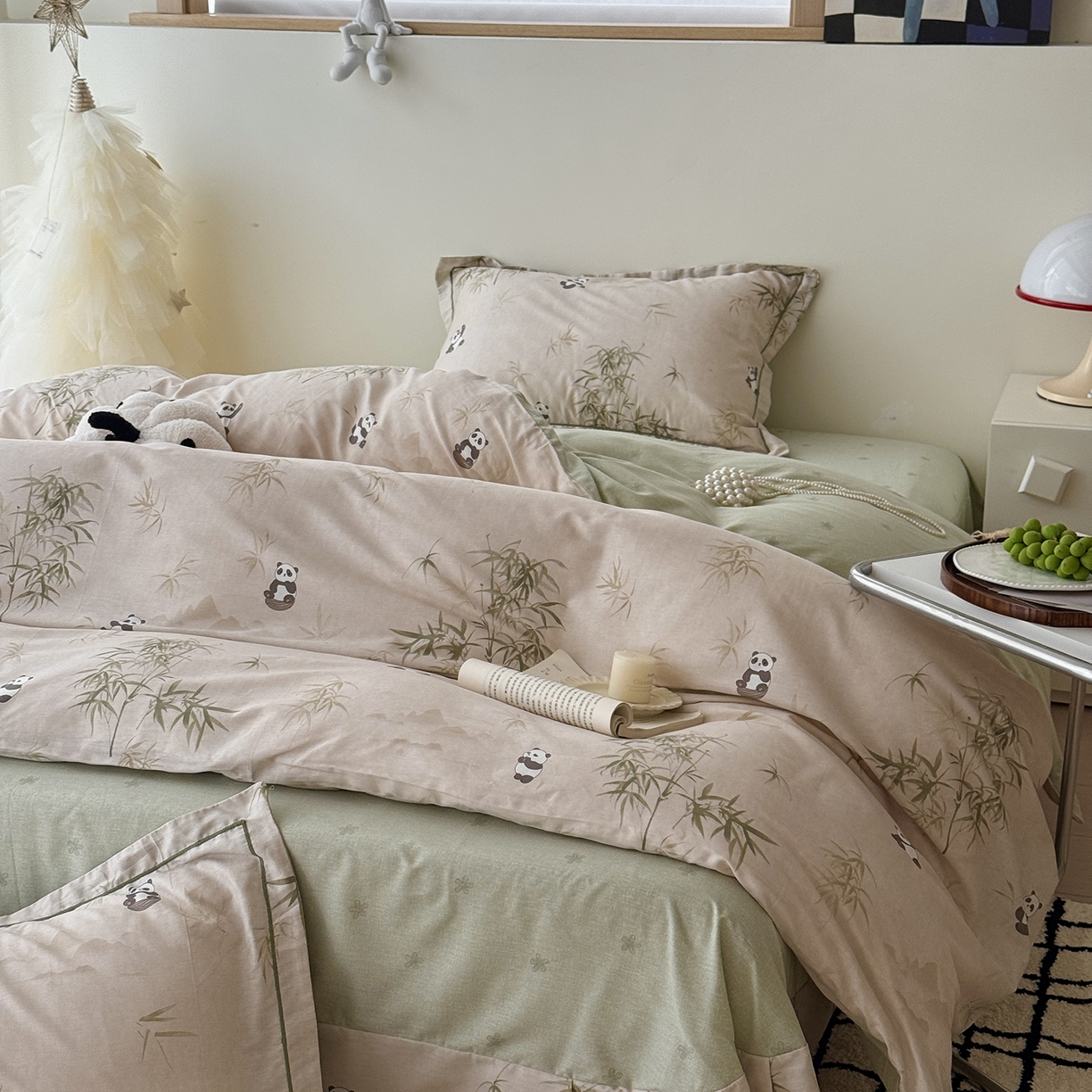 91家纺网 家纺一手货源 找家纺 于果 2025新款全棉13070四件套（11） 竹林熊猫