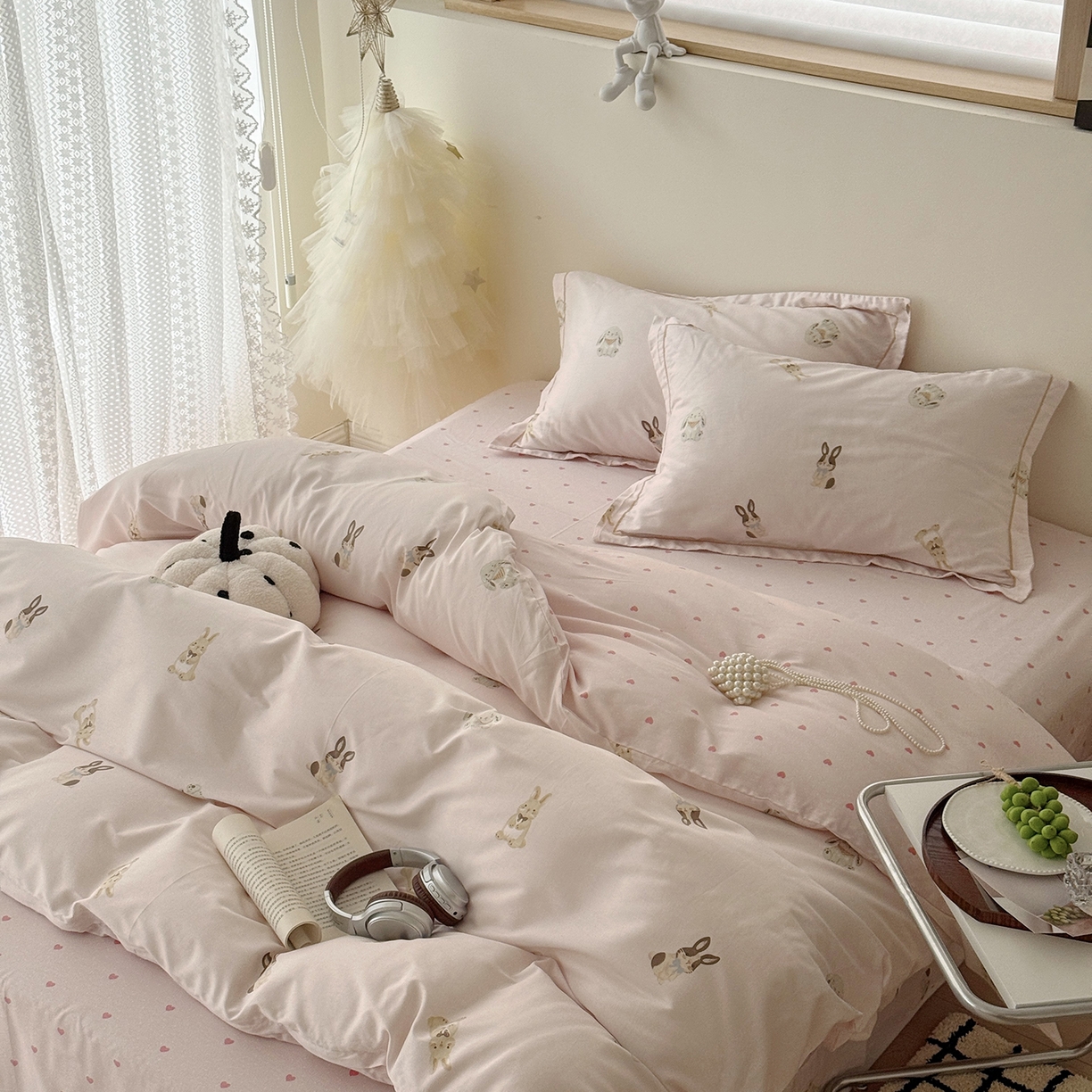 91家纺网 家纺一手货源 找家纺 于果 2025新款全棉13070四件套（11） 茸耳兔兔