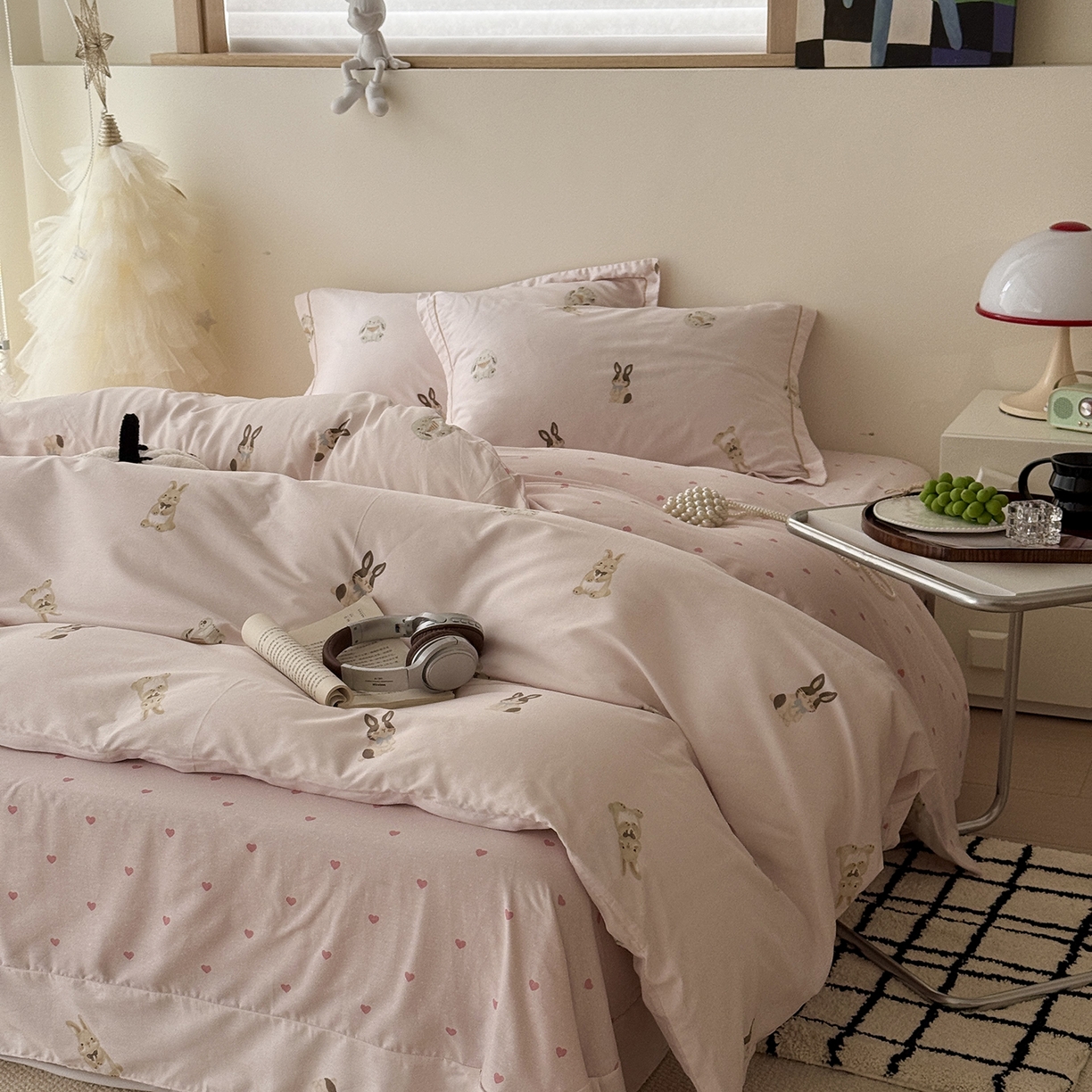 91家纺网 家纺一手货源 找家纺 于果 2025新款全棉13070四件套（11） 茸耳兔兔