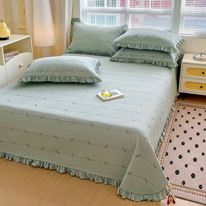 91家纺网 家纺一手货源 找家纺 源舜家纺 2025新款天竹棉麻莱赛尔莫代尔天丝棉爱神比特箭床盖三件套 比特-蓝