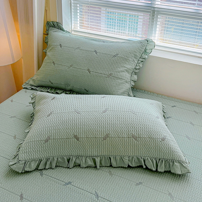 91家纺网 家纺一手货源 找家纺 源舜家纺 2025新款天竹棉麻莱赛尔莫代尔天丝棉爱神比特箭床盖三件套 比特-蓝