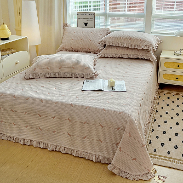 91家纺网 家纺一手货源 找家纺 源舜家纺 2025新款天竹棉麻莱赛尔莫代尔天丝棉爱神比特箭床盖三件套 比特-紫