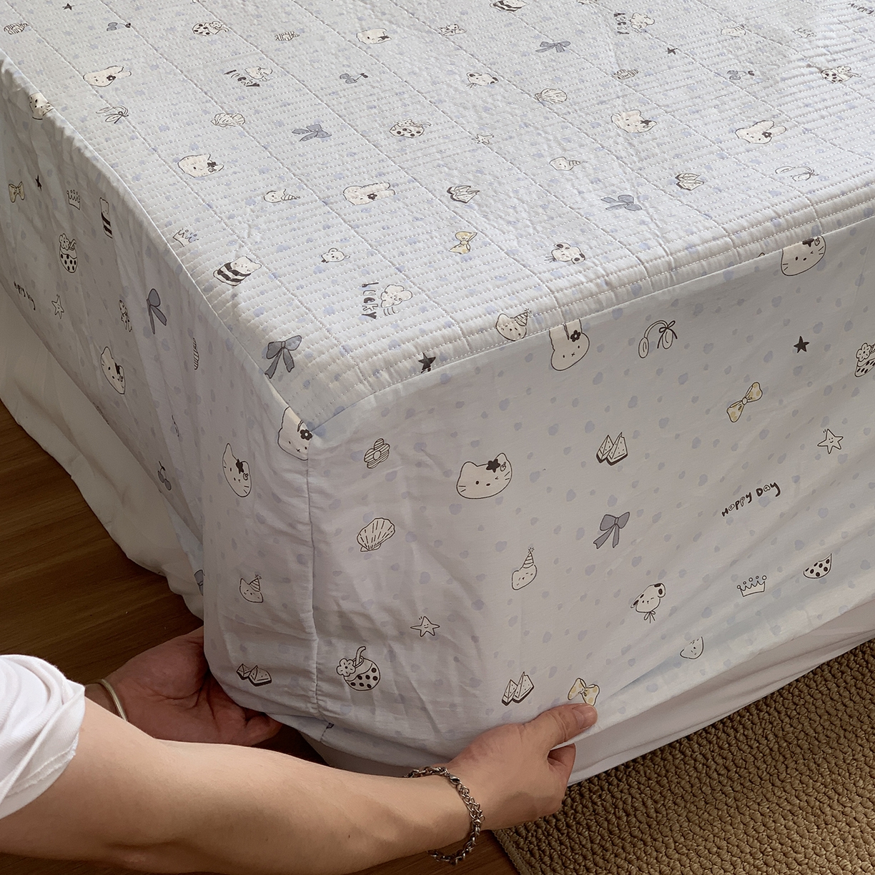 91家纺网 家纺一手货源 找家纺 秘密基地 2025新款全棉单品床笠系列 喵喵酱