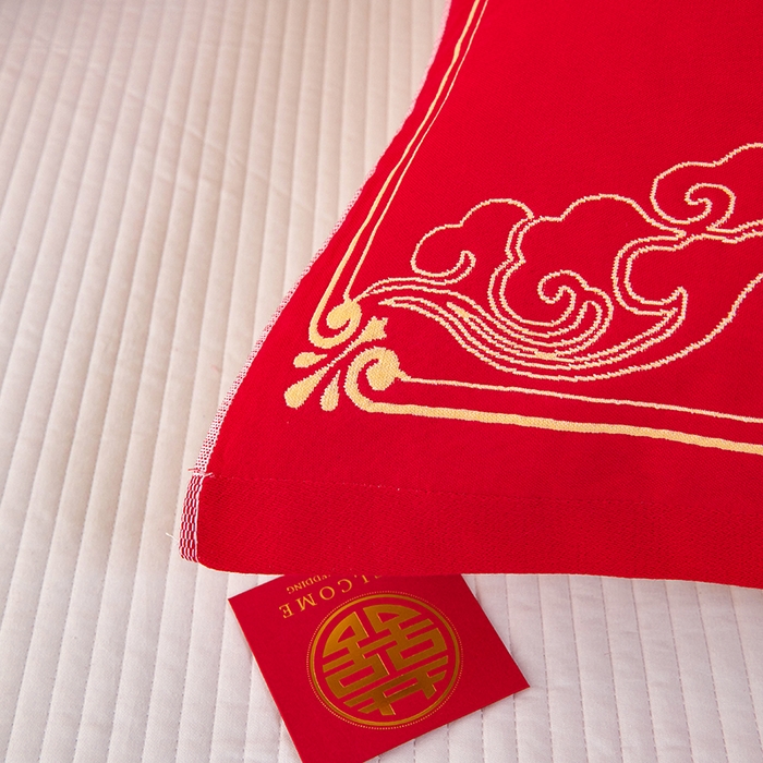 91家纺网 家纺一手货源 找家纺 （总）悦然毛巾被 2025新款全棉三层纱大红枕巾