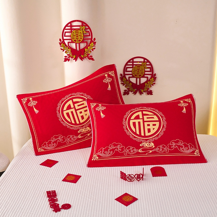 91家纺网 家纺一手货源 找家纺 （总）悦然毛巾被 2025新款全棉三层纱大红枕巾