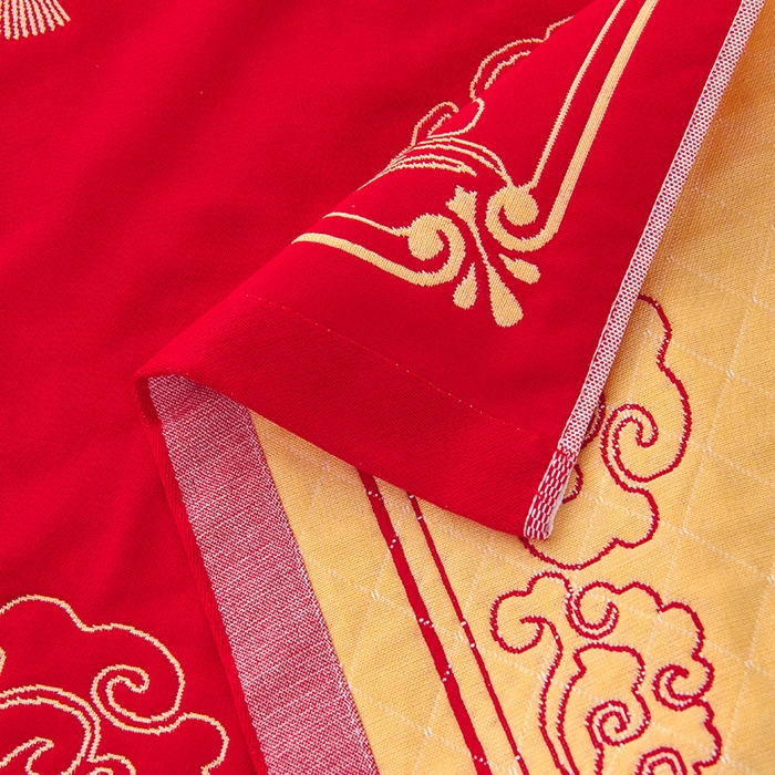 91家纺网 家纺一手货源 找家纺 （总）悦然毛巾被 2025新款全棉三层纱大红枕巾