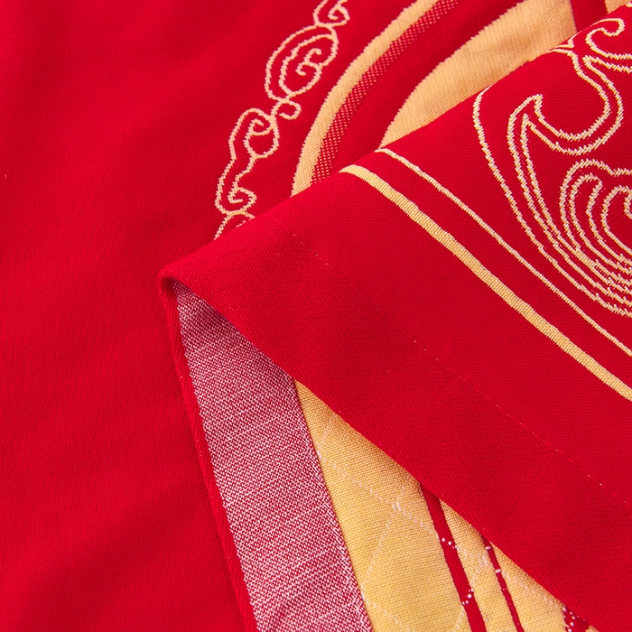 91家纺网 家纺一手货源 找家纺 悦然毛巾被 2025新款全棉三层纱大红枕巾 福安