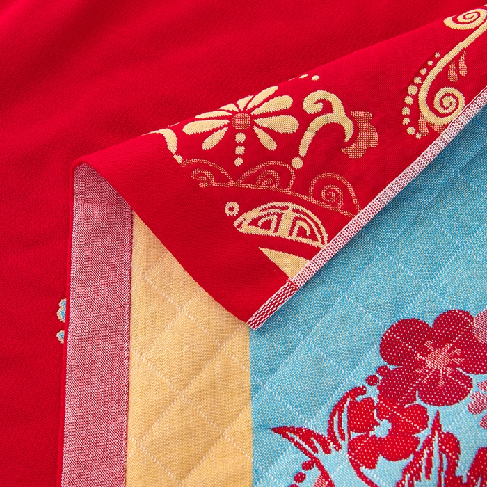 91家纺网 家纺一手货源 找家纺 悦然毛巾被 2025新款全棉三层纱大红枕巾 福映1