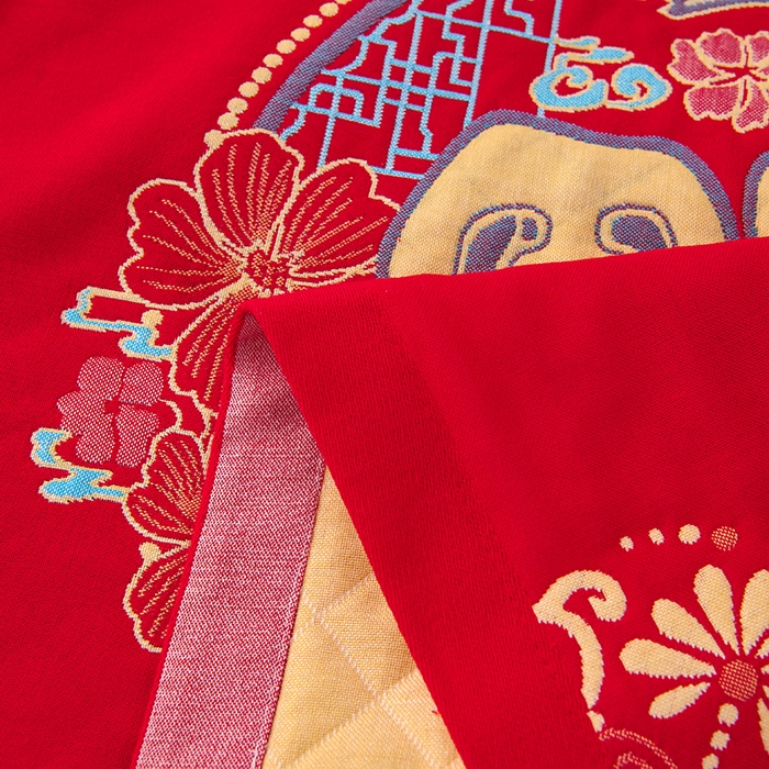 91家纺网 家纺一手货源 找家纺 悦然毛巾被 2025新款全棉三层纱大红枕巾 福映1