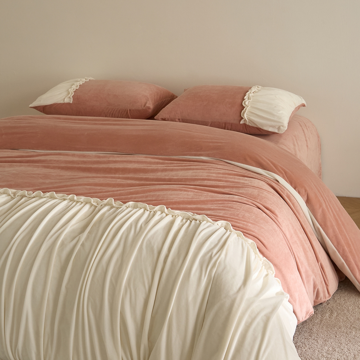 ONE TWO ONE 121 【德芙绒】  2025秋冬新款牛奶绒 德芙绒宝宝绒 婴儿绒短毛绒四件套床单被套-安妮 安妮-粉