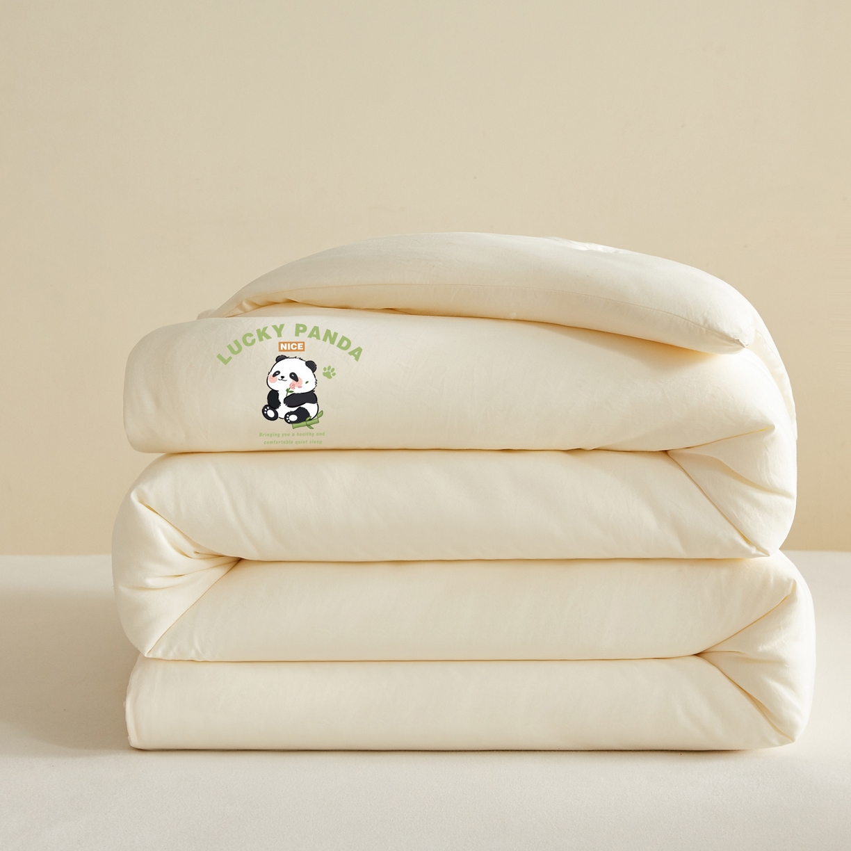 91家纺网 家纺一手货源 找家纺 帕芬鸟家纺 2025新款熊猫糯糯被子被芯 熊猫-米白