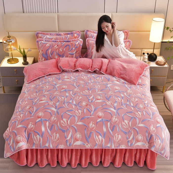 91家纺网 家纺一手货源 找家纺 （总）无瑕家居 2025新款牛奶绒印花四件套