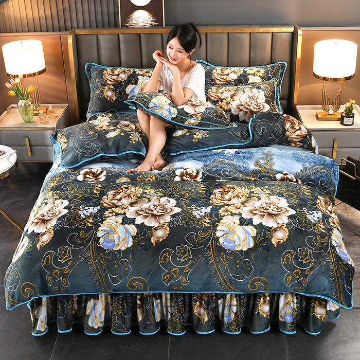 91家纺网 家纺一手货源 找家纺 （总）无瑕家居 2025新款牛奶绒印花四件套