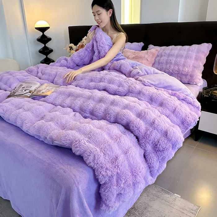 91家纺网 家纺一手货源 找家纺 （总）无瑕家居 2025新款兔兔绒印花四件套