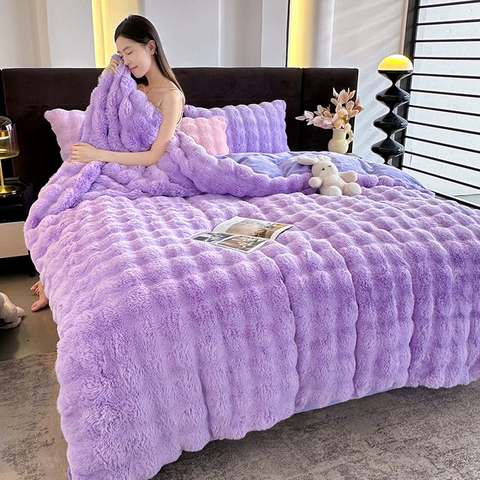 91家纺网 家纺一手货源 找家纺 （总）无瑕家居 2025新款兔兔绒印花四件套