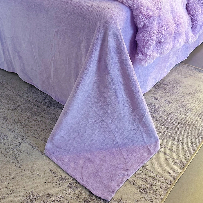 91家纺网 家纺一手货源 找家纺 无瑕家居 2025新款兔兔绒印花四件套 丁香紫