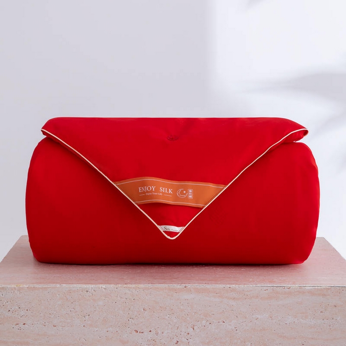 91家纺网 家纺一手货源 找家纺 茧月家纺 新款亲肤舒适蚕丝被子被芯-喜结连理 红色