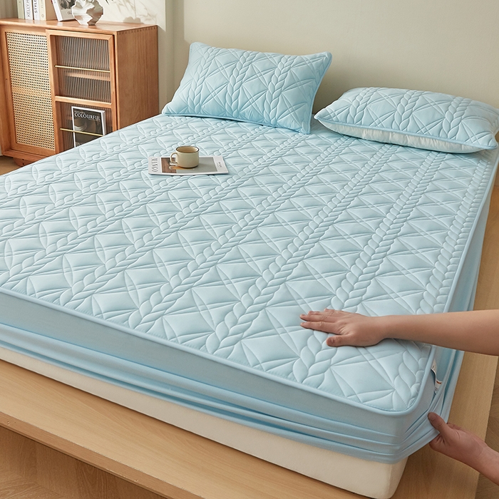 91家纺网 家纺一手货源 找家纺 （总）盛眠家纺 2025新款桑蚕丝蛋白夹棉床笠-叶韵