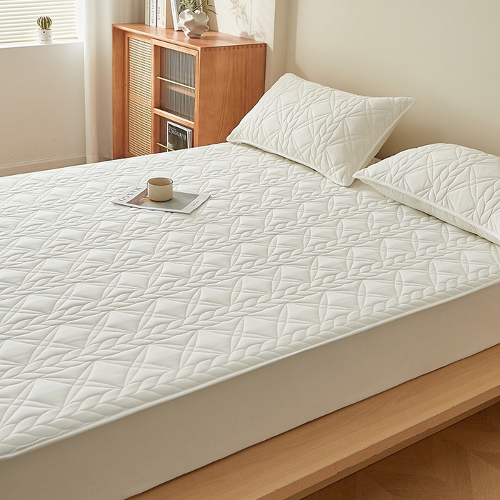 91家纺网 家纺一手货源 找家纺 （总）盛眠家纺 2025新款桑蚕丝蛋白夹棉床笠-叶韵