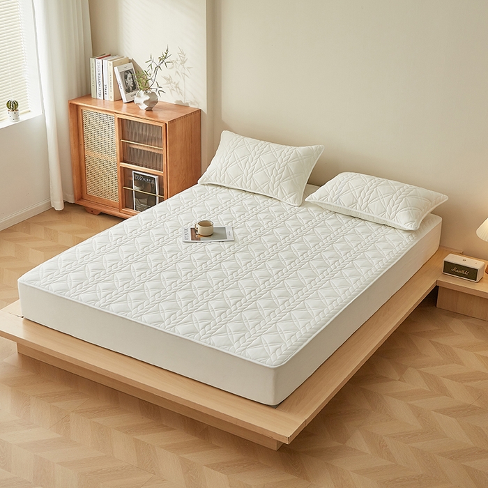 91家纺网 家纺一手货源 找家纺 （总）盛眠家纺 2025新款桑蚕丝蛋白夹棉床笠-叶韵