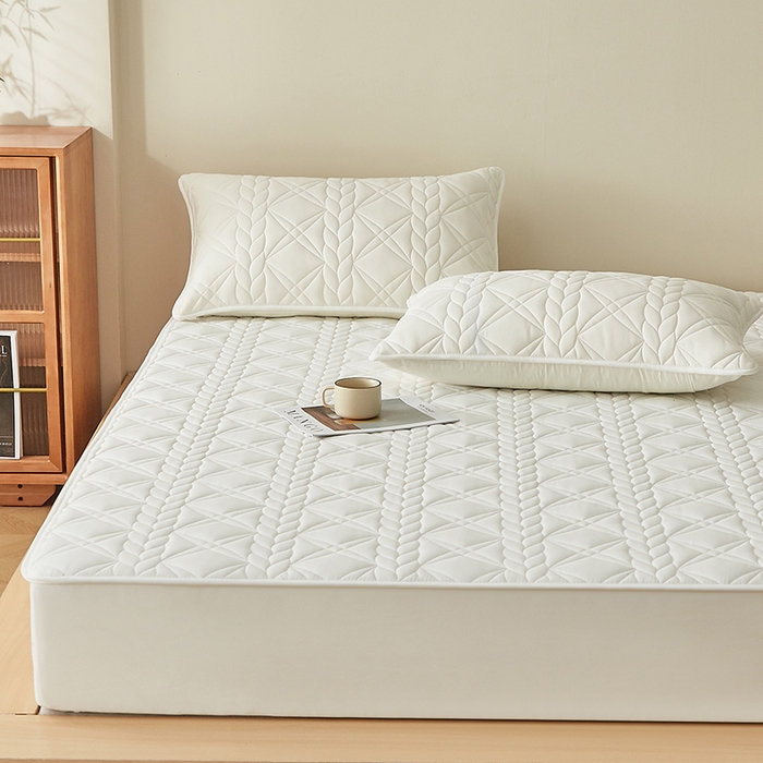 91家纺网 家纺一手货源 找家纺 （总）盛眠家纺 2025新款桑蚕丝蛋白夹棉床笠-叶韵