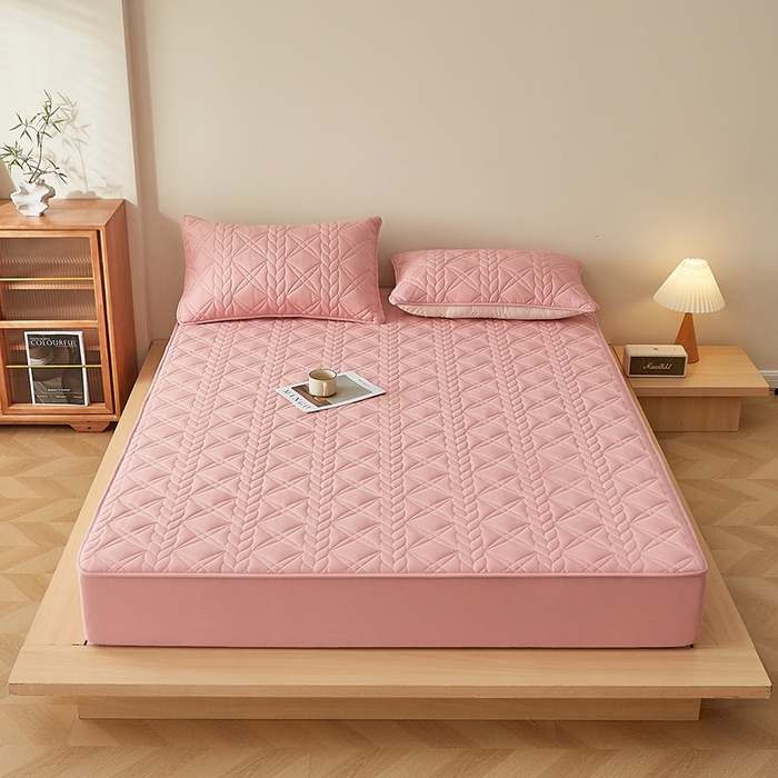 91家纺网 家纺一手货源 找家纺 盛眠家纺 2025新款桑蚕丝蛋白夹棉床笠-叶韵 叶韵 红色