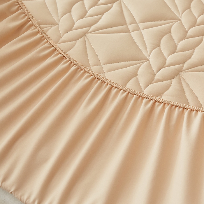 91家纺网 家纺一手货源 找家纺 盛眠家纺 2025新款桑蚕丝蛋白夹棉床笠-叶韵 叶韵 卡其