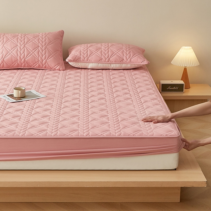 91家纺网 家纺一手货源 找家纺 盛眠家纺 2025新款桑蚕丝蛋白夹棉床笠-叶韵 叶韵 红色