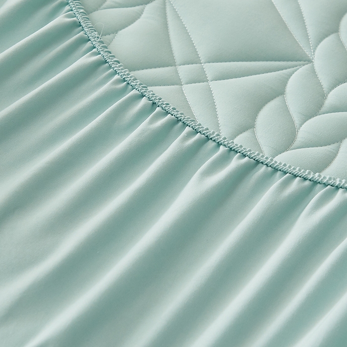 91家纺网 家纺一手货源 找家纺 盛眠家纺 2025新款桑蚕丝蛋白夹棉床笠-叶韵 叶韵 绿色