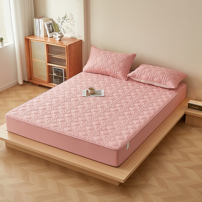 91家纺网 家纺一手货源 找家纺 盛眠家纺 2025新款桑蚕丝蛋白夹棉床笠-叶韵 叶韵 红色