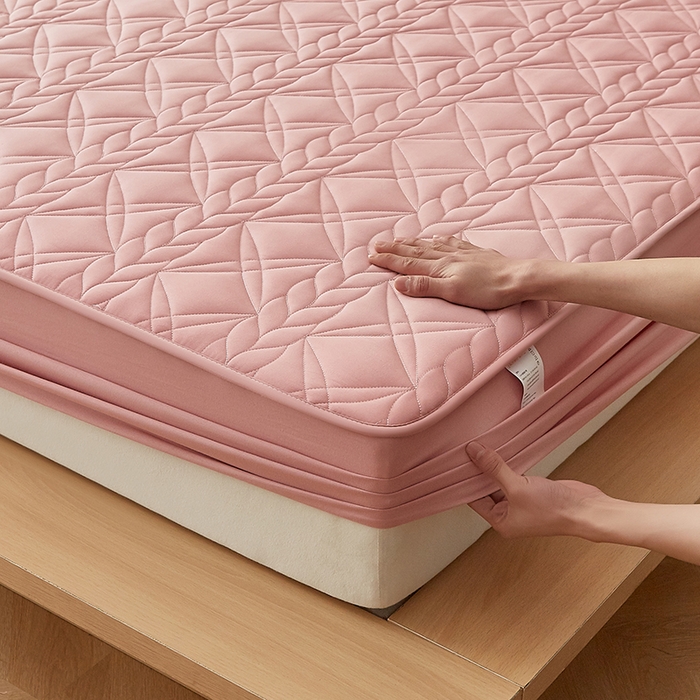 91家纺网 家纺一手货源 找家纺 盛眠家纺 2025新款桑蚕丝蛋白夹棉床笠-叶韵 叶韵 红色