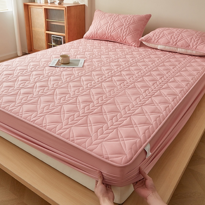 91家纺网 家纺一手货源 找家纺 盛眠家纺 2025新款桑蚕丝蛋白夹棉床笠-叶韵 叶韵 红色