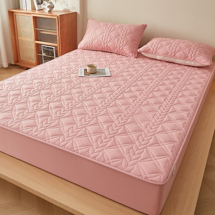 91家纺网 家纺一手货源 找家纺 盛眠家纺 2025新款桑蚕丝蛋白夹棉床笠-叶韵 叶韵 红色