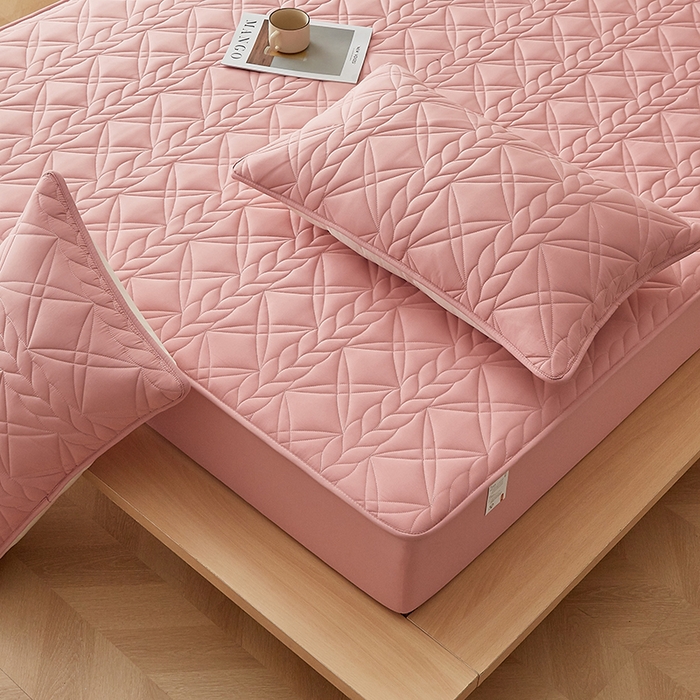 91家纺网 家纺一手货源 找家纺 盛眠家纺 2025新款桑蚕丝蛋白夹棉床笠-叶韵 叶韵 红色