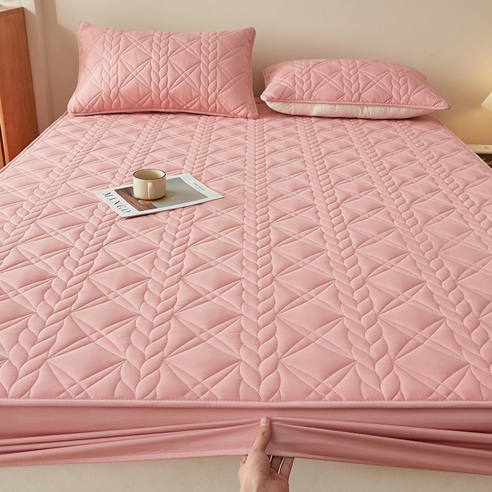 91家纺网 家纺一手货源 找家纺 盛眠家纺 2025新款桑蚕丝蛋白夹棉床笠-叶韵 叶韵 红色